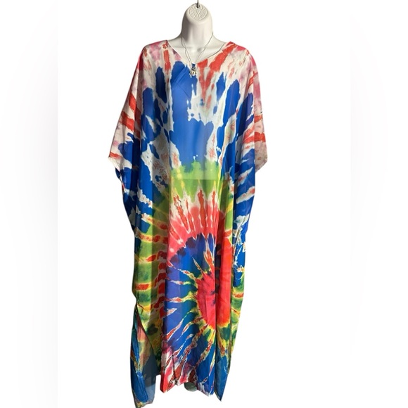 Dresses & Skirts - NWT. Tye-Dye Sheer FreeSize Lounging Dress. 88764.  LG/GY/GY01